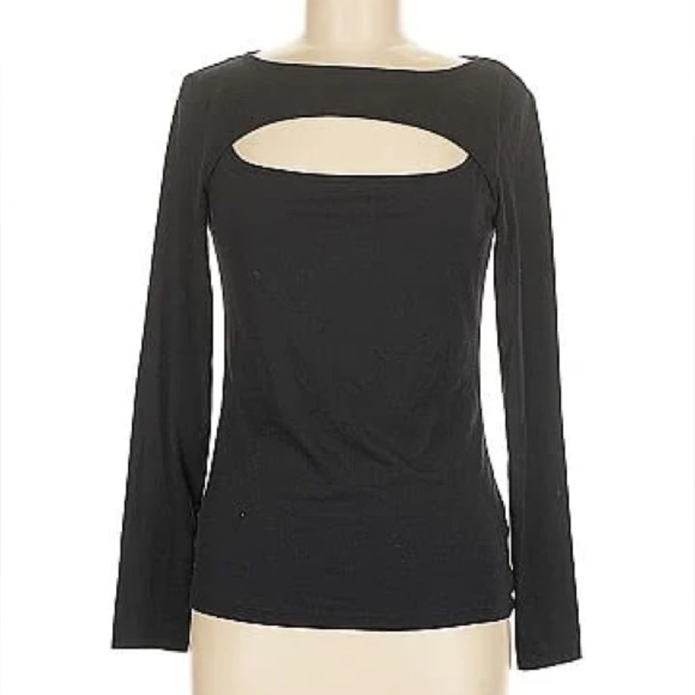 Nine West Black Cut Out Long Sleeve Blouse